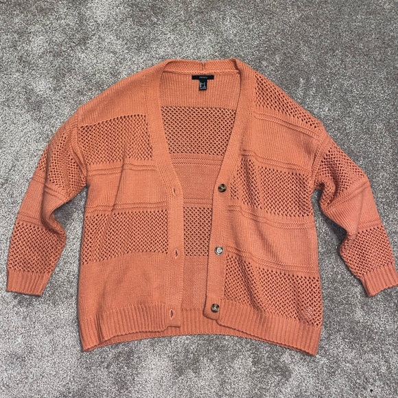 Forever 21 Orange Knit Open Front Cardigan - Picture 3 of 5